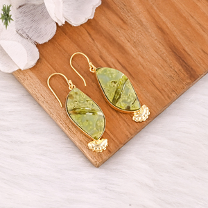 Pendientes de Ópalo Verde Estilo Boho, Recién Llegados, Pendientes Colgantes de Latón Chapado en Oro, Gran Venta, Regalos de Joyería para Mujer - Product Image 2