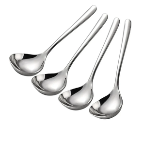 Cuchara de sopa de acero espejado Mango corto Plata Brillante Artesanía pulida Mejor cuchara de sopa de acero Proveedor al por mayor - Product Image 1