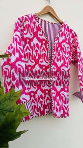 เสื้อโค้ทฤดูหนาวของผู้ชายเสื้อโค้ทผ้าฝ้ายพิมพ์ลายสไตล์โบฮีเมียนสไตล์ Ikat ทำด้วยมือเสื้อแจ็กเก็ตบุนวมทำจากผ้าใบสำหรับผู้หญิง - Product Image 3