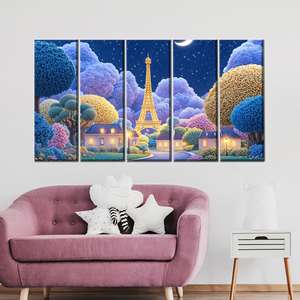 Encantadora pintura impresa en lienzo con diseño de ensueño de París, 5P: Gallery Wrapped - Product Image 1