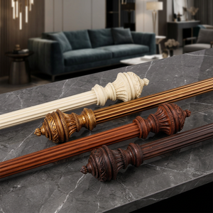 FEIYANG Set di <span class=keywords><strong>Aste</strong></span> per Tende in Lega di Alluminio Personalizzate di Lusso Moderne Fai-da-Te con Terminali Decorativi e Staffe per Finestre Modello Andaman-MARRONE - Product Image 1