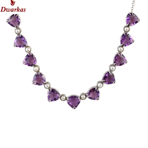 Customization S925 <b>sterling</b> <b>silver</b> natural amethyst <b>pearl</b> <b>necklace</b> trillion shape - Product Image 1