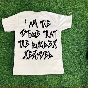 High Street Vintage Hip Hop Distressed T-Shirt Dtg imprimé graphique coton T-Shirt ourlet court hommes en détresse broderie T-Shirt - Product Image 2