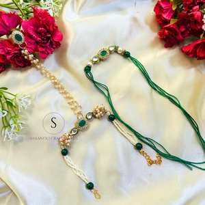 Magnifique fil et pierre faits à la main et pierre précieuse verte Bhaiya Bhabhi Rakhi Combo (ensemble de 2 ) Designer Rakhi's - Product Image 1