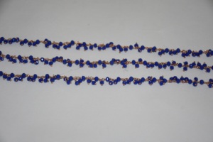<b>Black</b> & Copper Plated Blue Quartz Glass Beads Rondelle Cluster Rosary <b>Chain</b> Wire Beaded <b>Chain</b> for Jewelry Making, finding - Product Image 6