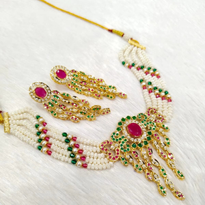Radiant <b>Indian</b> AD <b>Jewellery</b> <b>Set</b> for Women Stunning Necklace and Earrings Combo Ideal for Bridal Wear and Festive Events - Product Image 1