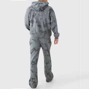Sudadera con capucha, pantalones de chándal acampanados, conjuntos de chándal con lavado ácido, chándal vintage de felpa francesa de gran tamaño y peso pesado para hombre, OEM - Product Image 2