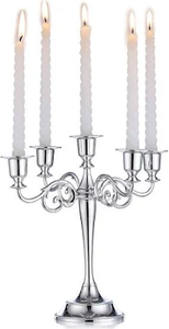 Candelabros de 5 brazos para bodas y Navidad Elegante Decoración de mesa de aluminio plateado para fiestas y uso doméstico - Product Image 2