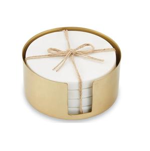 wholesale top quality natural marble <b>coasters</b> <b>white</b> marble with holder real marble <b>coaster</b> fashionable trending in low price - Product Image 3