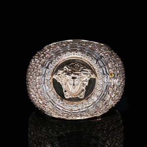 Hombre 925 Anillos de plata para hombres Iced Out In Lab Grown Round Brilliant Cut Charm Diamonds In VVS Clarity - Product Image 2