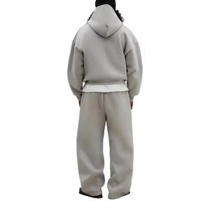 Conjunto de chándal y sudadera con capucha y forro polar de Algodón 100% con logotipo personalizado para hombre, chándal holgado con bordado de lujo Premium 2025 Unisex para hombre - Product Image 3