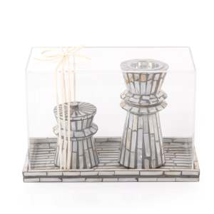 Juego de quemador de incienso de nácar artesanal, caja de quemador hecha a mano con bandeja, soporte de incienso decorativo para regalo de Ramadán - Product Image 1