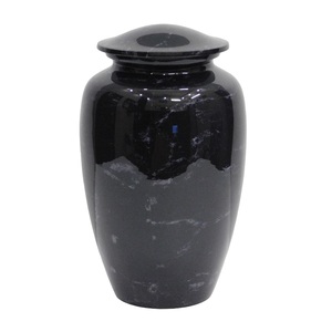 Urnes funéraires en aluminium pour adultes de Style moderne classique avec pierre noire finie pour les cendres humaines Fournitures funéraires en métal - Product Image 1