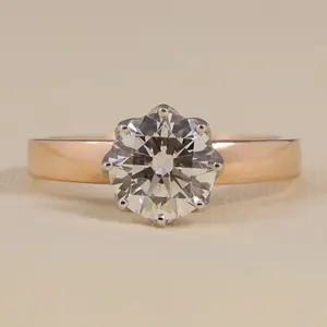 Anillo de Compromiso con Diamante Cultivado en Laboratorio, Corte Redondo, 8 Puntas, Solitario, Plata de Ley/Oro de 10-18 Quilates/Platino, Claridad VS1, Color F - Product Image 6