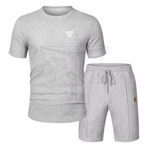 Precio de fábrica, Conjunto de camiseta de talla grande para hombre, ropa de calle informal para exteriores, pantalones cortos y conjuntos de camisa simples para hombre - Product Image 2