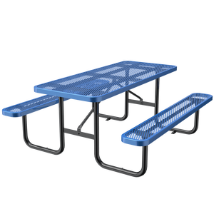 Juego de muebles de patio de acero recubierto rectangular de 6 pies Mesas de picnic de metal para exteriores - Product Image 1