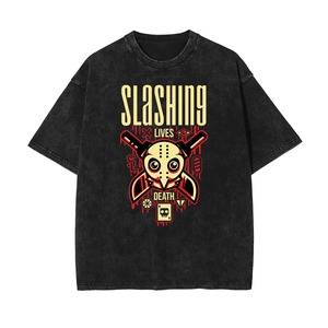 Oversized T-<b>Shirt</b> with Vintage <b>Skull</b> Design Heavyweight Cotton Streetwear Tee for Casual Hip-Hop Fashion and Custom Printing - Product Image 2
