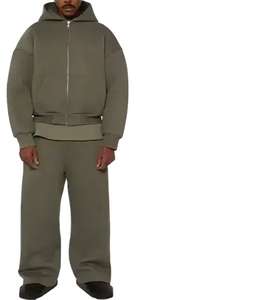 Ensemble de survêtement pour homme en molleton écologique d'hiver avec logo brodé personnalisé, veste à capuche, pantalon, coupe régulière, jogging uni - Product Image 4