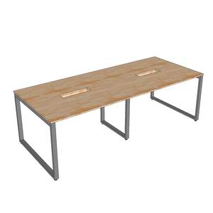 Mesa de Conferencia Rectangular de Madera de Caucho con Patas de Hierro 240x100cm Diseño Minimalista MDF HBRT096 - Product Image 3