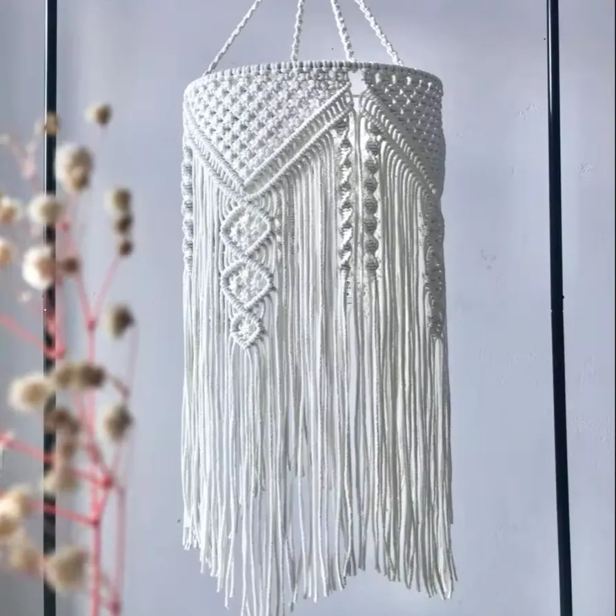 Cotton Rope Chandelier Lampshade based on Macrame Crochet Design Manufacturer Supplier from India handicraft by Indian Artisans