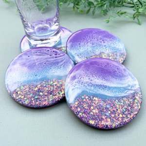 UV-resistant Resin Coasters for <b>Outdoor</b> Dining and <b>Patio</b> Use Set of 4 With extra Premium Design & Material at Very Great Cost - Product Image 2