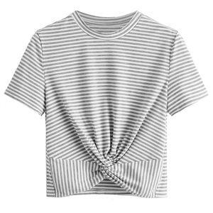 Nuevo verano deporte manga corta Yoga Crop Top camiseta de gran tamaño ropa informal atlética mujeres impresas Crop camisetas servicio OEM - Product Image 3