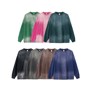 เสื้อยืดผู้ชายหรูหราแบบวินเทจแอซิดผ้าฝ้าย100% มีฮู้ดไหล่ลายพิมพ์ซีดจางลงพิมพ์ลายเฮฟวี่เวท - Product Image 1