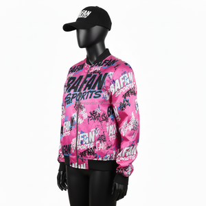 Chaqueta de Satén Premium para Mujer, Color Rosa Brillante, Tela Suave con Estampado Completo, Diseño de Sublimación con Logotipo Personalizado, Chaquetas de Satén para Mujer - Product Image 4