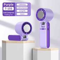 Ventilateur pliable T-15s, directement de l'usine, 100 vitesses, vent à 170° °   Ventilateur de refroidissement pour le cou à LED 4 couleurs avec affichage, pliable, pour semi-conducteurs