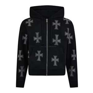 Chándales con diamantes de imitación de alta calidad y precio al por mayor para hombre, chándales con logotipo personalizado para hombre, chándales con cremallera y estilo para hombre - Product Image 6