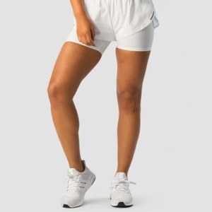 Pantalones cortos para correr informales de cintura alta transpirables 2 en 1 con diseño de doble capa para mujer Compresión interna de alta intensidad para entrenamientos - Product Image 5