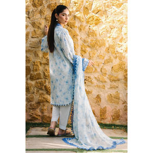 Conjunto de Traje de 3 Piezas para Mujer con Bordado y Estampado, con Borde y Dupatta de Chifón Estampado PR-62007 - Product Image 1