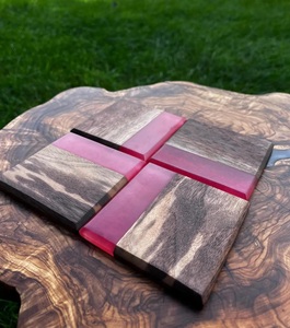 Sous-verres en marbre en bois et époxy de style classique de qualité supérieure pour le café et le thé - Product Image 5