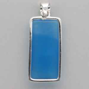 Colgante rectangular cuadrado de Calcedonia azul en colgante de plata de ley 925, colgante de piedras preciosas naturales y genuinas para ropa de mujer - Product Image 3