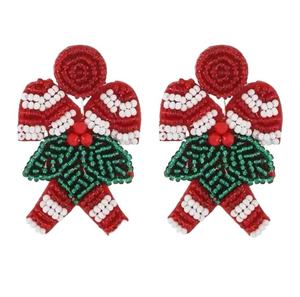 Boucles d'oreilles tendance et colorées faites à la main avec des perles de rocaille, élégantes perles de riz, bijoux pour femmes à prix abordable - Product Image 3