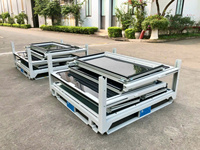 Cage de stockage en métal pliable robuste et durable, panneaux transparents, étagères multiples, équipement de stockage de marchandises pour la logistique industrielle et le transport