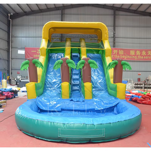 Tropical Palm <b>Inflatable</b> Bounce <b>House</b> with Water Slide Giant Commercial Outdoor Kids Adult Party Jumping Castle Water Toboggan - Product Image 1