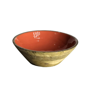 Saladier en bois réutilisable Saladier en bois émaillé bon marché Saladier en bois sculpté à la main Vaisselle en bois naturel à vendre - Product Image 3