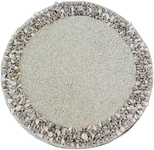 Top Quality Handmade Unique Design Sea Shell Round White Beaded Placemat At Low Budget Price