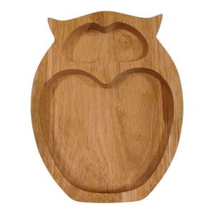 Bandeja de Servir de Madera con Forma de Búho, Madera Natural Pulida y Tratada, Plato Decorativo con Secciones para Aperitivos, Fácil de Limpiar, en Venta - Product Image 3
