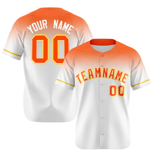 Jersey de béisbol con botón degradado de alta calidad con transición de color en el pecho superior y rayas para personalización de equipos o escuelas - Product Image 6