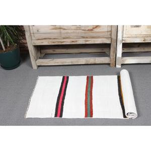Tapis de 1,7 x 4,7 pieds, tapis turc vintage, tapis oriental en laine blanc et rouge - Product Image 5