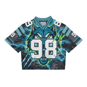 เสื้อกีฬาบ็อกซี่ตาข่ายโอเวอร์ไซส์วินเทจของผู้ชาย2025ครอปสตรีทแวร์แนวสตรีทกีฬาแนวสตรีทพร้อมเสื้อยืดลายตัวอักษรดีไซน์ว่างเปล่า - Product Image 3