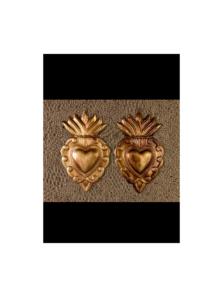 Métal pur laiton Milagros Sacré-Cœur or Coeur de Marie Ornement votif Or Milagros - Product Image 5