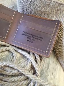 Regalo promocional al por mayor billetera hecha a mano personalizada clásica marrón viaje de negocios billetera de cuero real para hombre 2017 - Product Image 3