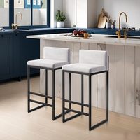 Chaises de bar modernes de hauteur comptoir, tabourets de bar avec dossier bas et pieds noirs pour îlot de cuisine, bars à domicile