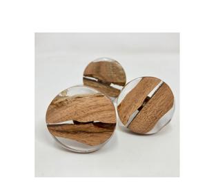 Sous-verre de tasse à thé en résine blanche et en bois fait à la main de conception de forme ronde - Product Image 1