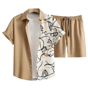 Conjunto de Pantalones Cortos Casuales de Verano para Hombre, Transpirables, de Algodón, Camiseta de Manga Corta, 2 Piezas, Estilo Urbano, Personalizado - Product Image 1