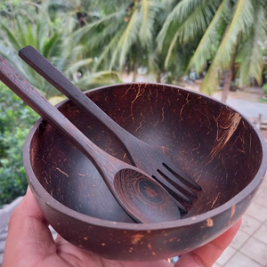 Juego de Tazones y Cucharas para Smoothie y Ensalada, Hechos a Mano con Cáscara de Coco Natural Orgánica, con Tapa, Decoración Navideña para el Hogar, Impresión y Corte a Troquel, para Velas - Product Image 1