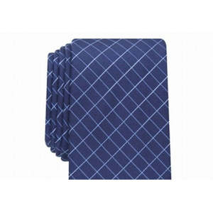 Cravatta da Uomo Alfani Slim con Stampa a Quadri Blu Navy in Microfibra, Taglia Regolare, Stile Casual Business Formale, Cravatta Ascot alla Moda in Confezione Regalo - Product Image 2